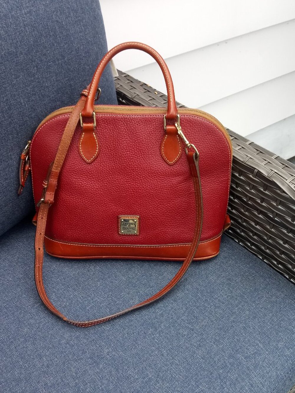 Dooney & Bourke Women's Pebble Grain Leather Zip Red Satchel Bag READ